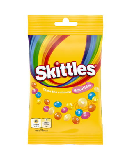 Kramtomieji saldainiai SKITTLES Smoothies, vaisių ir jogurto skonio,95 g