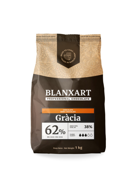 Juodas šokoladas BLANXART, Gracia 62 %, 1 kg