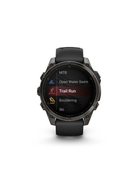 Garmin Fenix 8 Išmanusis laikrodis 47 mm AMOLED Sapphire,Carbon grey DLC,Black/Pebble grey sil. band