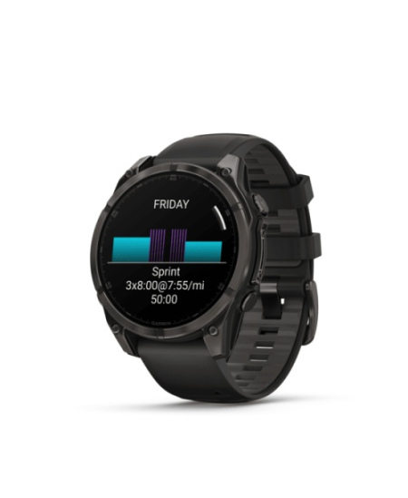 Garmin Fenix 8 Išmanusis laikrodis 47 mm AMOLED Sapphire,Carbon grey DLC,Black/Pebble grey sil. band