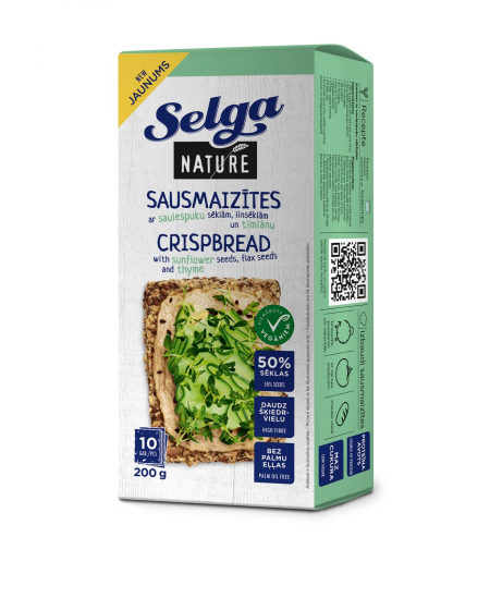 Sėklų duonos traškučiai SELGA, Nature, čiobrelių skonio, 200g
