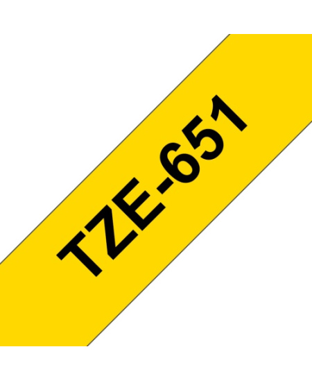 Brother TZe-651 (TZE651) Laminuotos ženklinimo juostos kasetė, Black on Yellow 24mm, 8m