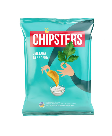 Bulvių traškučiai CHIPSTER'S, grietinės skonio, su žolelėmis, 60 g