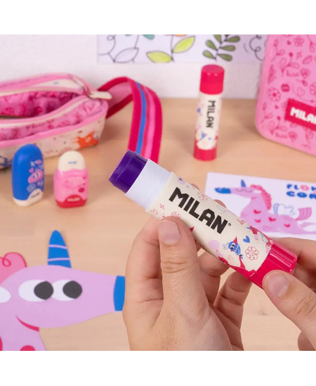 Pieštukiniai klijai MILAN Flowicorn, 21 g, išnykstančios violetinės spalvos