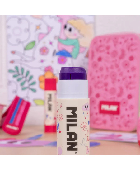 Pieštukiniai klijai MILAN Flowicorn, 21 g, išnykstančios violetinės spalvos