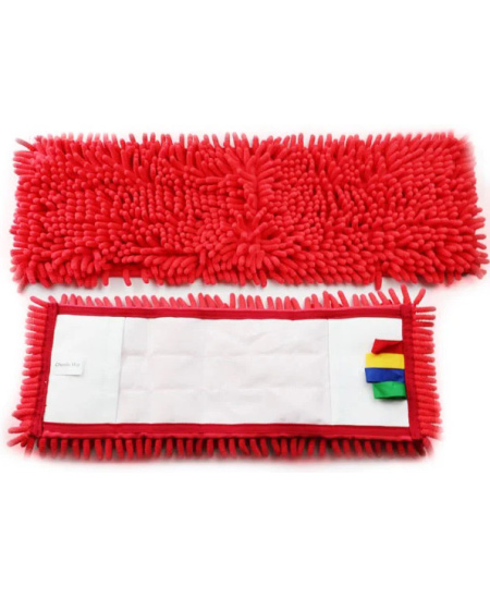 Mikropluošto šluostė grindų laikikliui, CHENILE, 40 cm, su kišenėlėmis, raudona