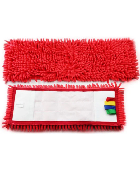 Mikropluošto šluostė grindų laikikliui, CHENILE, 50 cm, su kišenėlėmis, raudona
