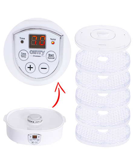 Camry Food Dehydrator CR 6659 Power 240 W, Number of trays 5, Temperature control, Integrated timer, White