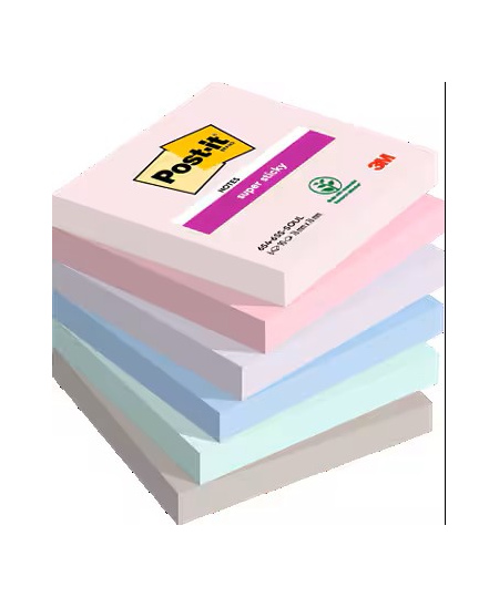 Itin lipnūs lapeliai POST-IT Soulful Colour, 76x76 mm, 6 x 90 lapelių