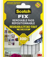 Montavimo kvadratėliai SCOTCH, dvipusiai, minkšti, nuimami, 11 x 15 mm, 36 vnt.