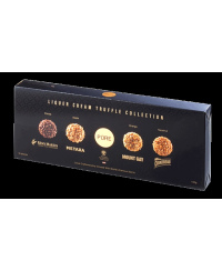 Šokoladinių triufelių saldainių dėžutė PURE su alkoholinių gėrimų ir kremo įdaru, 140 g