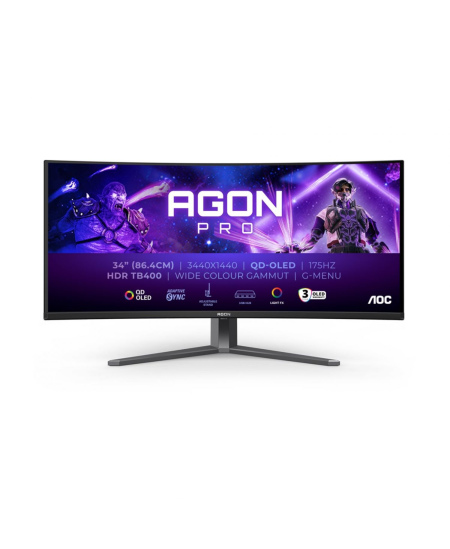 AOC | AGON PRO AG346UCD | 34 " | OLED | WQHD | 21:9 | 175 Hz | 0.03 ms | 3440 x 1440 pixels | 250 cd/m² | HDMI ports quant
