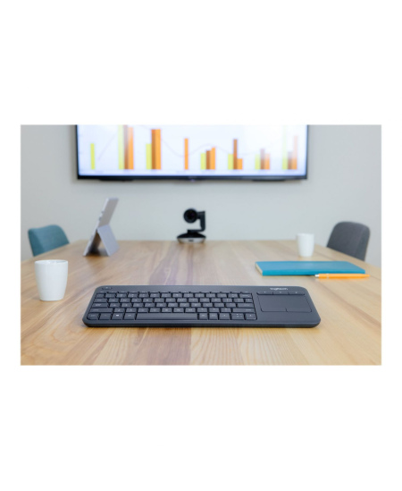 Logitech K400 Plus Keyboard with Trackpad, Wireless, NL, 380 g, USB port, Black