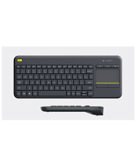 Logitech K400 Plus Keyboard with Trackpad, Wireless, NL, 380 g, USB port, Black
