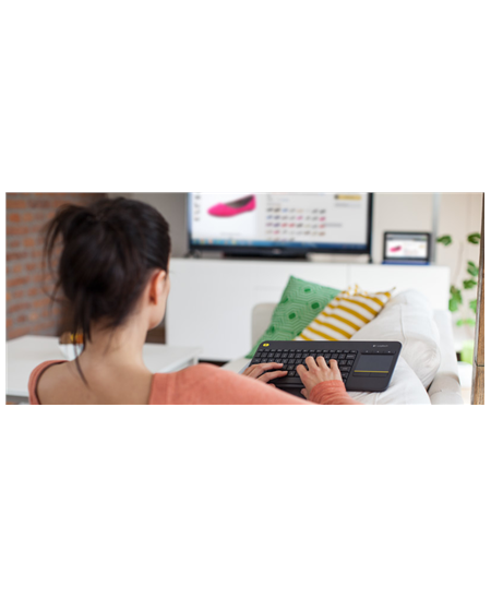 Logitech K400 Plus Keyboard with Trackpad, Wireless, NL, 380 g, USB port, Black