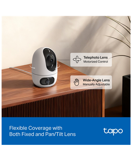 TP-LINK Tapo C245D | Dual Lens Pan/Tilt Security Camera | Dome | 3 MP | 3.1mm/F1.6 | MicroSD Card up to 512 GB