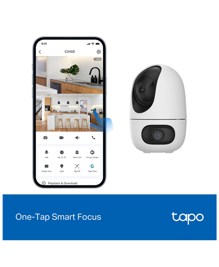 TP-LINK Tapo C245D | Dual Lens Pan/Tilt Security Camera | Dome | 3 MP | 3.1mm/F1.6 | MicroSD Card up to 512 GB