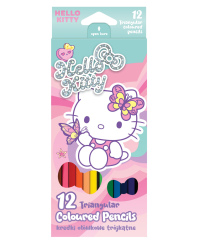 Spalvoti pieštukai HELLO KITTY Pastel, tribriauniai, 12 spalvų