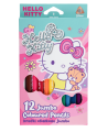 Spalvoti pieštukai HELLO KITTY Pastel Jumbo, 12 spalvų