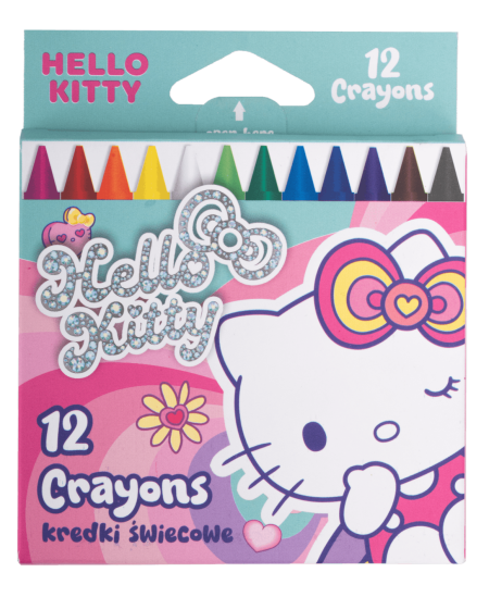 Vaškinės kreidelės HELLO KITTY Pastel, 12 spalvų