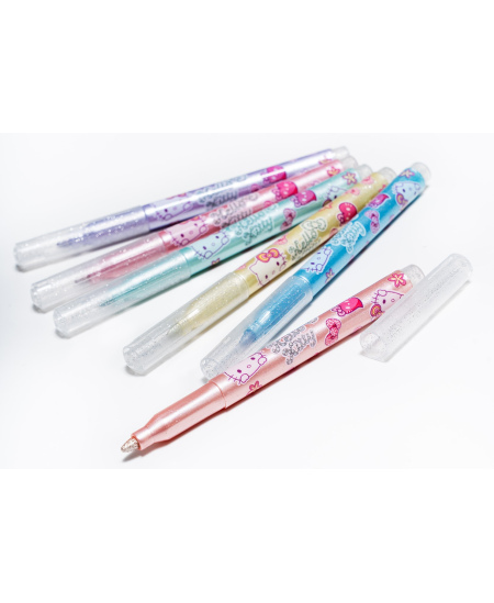 Blizgantys markeriai HELLO KITTY Pastel, 6 pastelinių spalvų