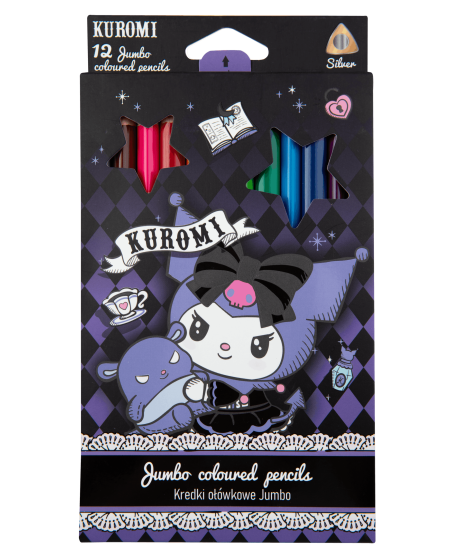 Spalvoti pieštukai KUROMI Jumbo, 12 spalvų