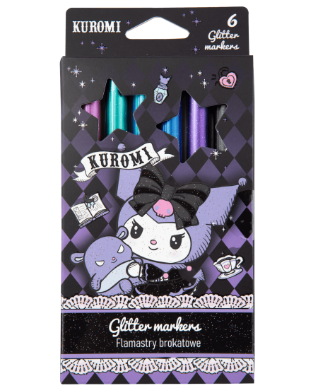 Blizgantys markeriai KUROMI, 6 pastelinių spalvų