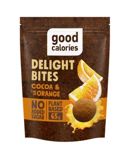 Datulių užkandis GOOD CALORIES, su apelsinais ir kakava, 65 g