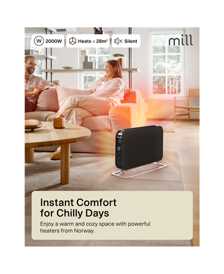 Mill | Heater | SG2000LED | Convection Heater | 2000 W | Number of power levels 3 | Suitable for rooms up to 5-20 m² | Black