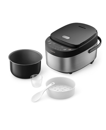 Philips Mini rice cooker | HD3093/80 3000 series | 600 W | 0.85 L | Number of programs 8 | Black/Stainless Steel