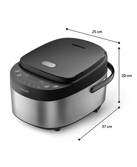 Philips Mini rice cooker | HD3093/80 3000 series | 600 W | 0.85 L | Number of programs 8 | Black/Stainless Steel