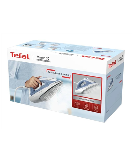 TEFAL Steam Iron | FV2C41E0 Virtuo | Steam Iron | 2000 W | Water tank capacity 240 ml | Continuous steam 27 g/min | Steam boost 