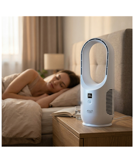 Adler Bladeless Rechargeable Fan | AD 7343 | Desk Fan | White | Diameter 14 cm | Number of speeds 3