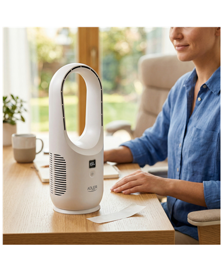 Adler Bladeless Rechargeable Fan | AD 7343 | Desk Fan | White | Diameter 14 cm | Number of speeds 3