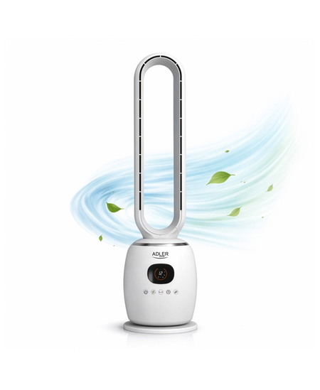 Adler Bladeless Fan | AD 7344 | Tower Fan | White | Diameter 23 cm | Number of speeds 3 | Oscillation | 60 W | Remote control