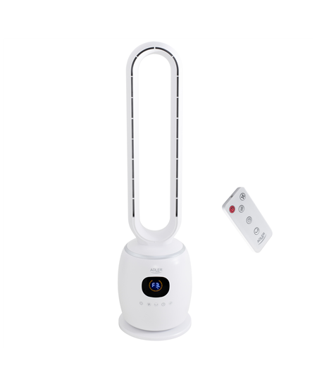 Adler Bladeless Fan | AD 7344 | Tower Fan | White | Diameter 23 cm | Number of speeds 3 | Oscillation | 60 W | Remote control