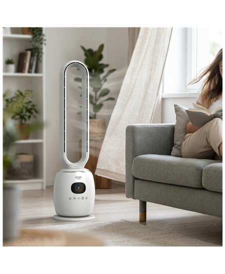 Adler Bladeless Fan | AD 7344 | Tower Fan | White | Diameter 23 cm | Number of speeds 3 | Oscillation | 60 W | Remote control