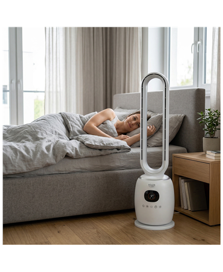 Adler Bladeless Fan | AD 7344 | Tower Fan | White | Diameter 23 cm | Number of speeds 3 | Oscillation | 60 W | Remote control