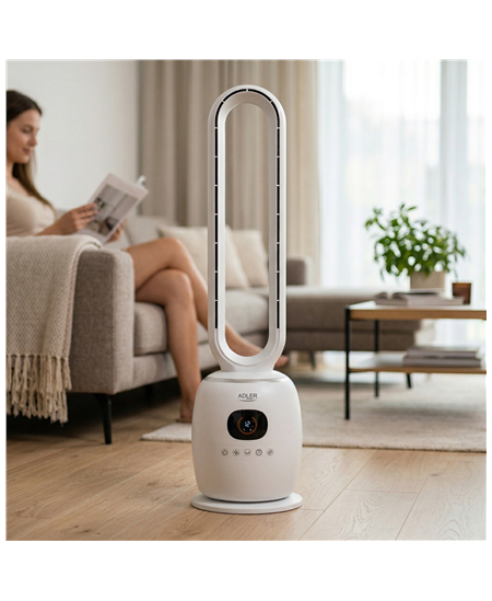 Adler Bladeless Fan | AD 7344 | Tower Fan | White | Diameter 23 cm | Number of speeds 3 | Oscillation | 60 W | Remote control