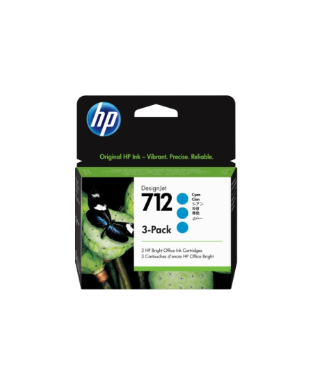 HP 712 3-pack (3ED77A) Rašalinė kasetė, Žydra