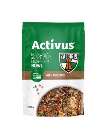Grikiai ACTIVUS&ŽALGIRIS su vištiena ir šitakių grybais, maišelyje,250g