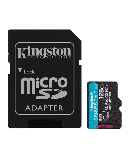 Kingston | Canvas Go! Plus | 128 GB | microSD | Flash memory class Class 10, UHS-I, U3, V30, A2