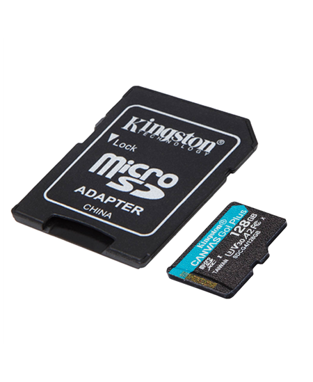 Kingston | Canvas Go! Plus | 128 GB | microSD | Flash memory class Class 10, UHS-I, U3, V30, A2