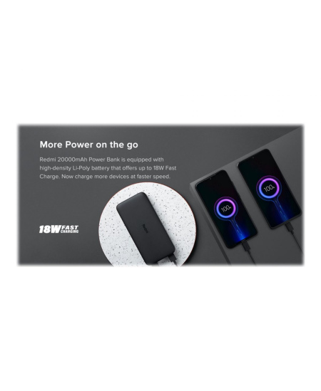 Xiaomi | Redmi Fast Charge Power Bank | 20000 mAh | Black