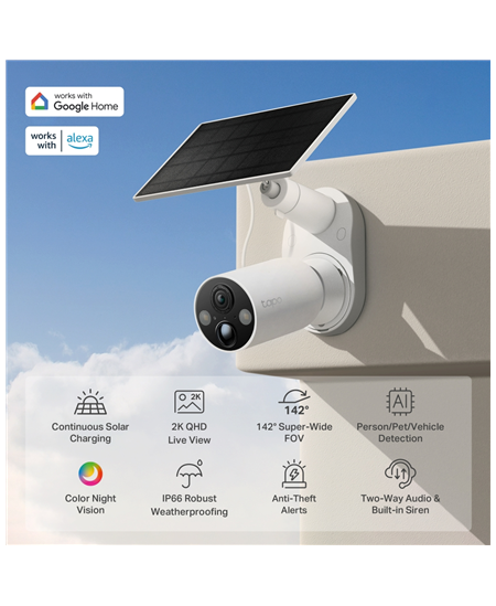 TP-LINK C425 KIT | Solar-Powered Security Camera Kit | Bullet | 4 MP | F/2.1 | H.264 | microSD, Max. 512GB