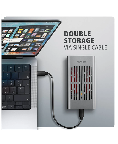 AXAGON USB-C 20Gbps Dual M.2 NVMe SSD CLONE MASTER Enclosure | EEM2-20GD
