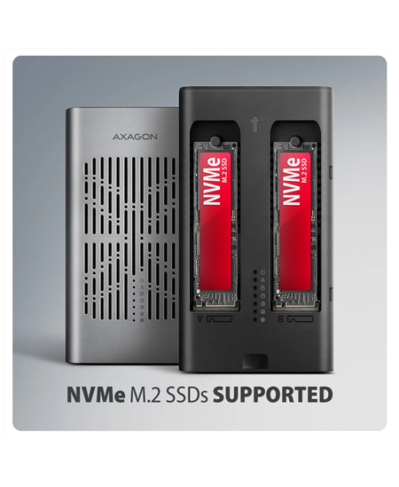 AXAGON USB-C 20Gbps Dual M.2 NVMe SSD CLONE MASTER Enclosure | EEM2-20GD