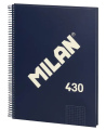 Sąsiuvinis su spirale ir kietu viršeliu MILAN 430, A4, 80 lapų, langeliais, mėlynos spalvos