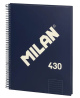Sąsiuvinis su spirale ir kietu viršeliu MILAN 430, A4, 80 lapų, linijomis, mėlynos spalvos