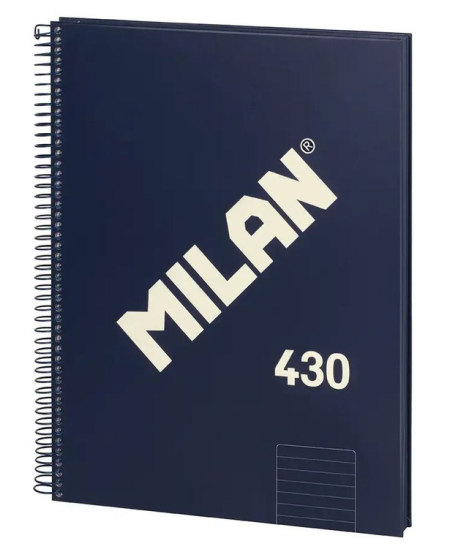 Sąsiuvinis su spirale ir kietu viršeliu MILAN 430, A4, 80 lapų, linijomis, mėlynos spalvos